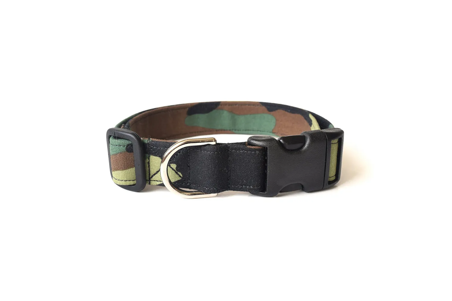 Green, Brown & Black Woodland Camouflage Dog Collar