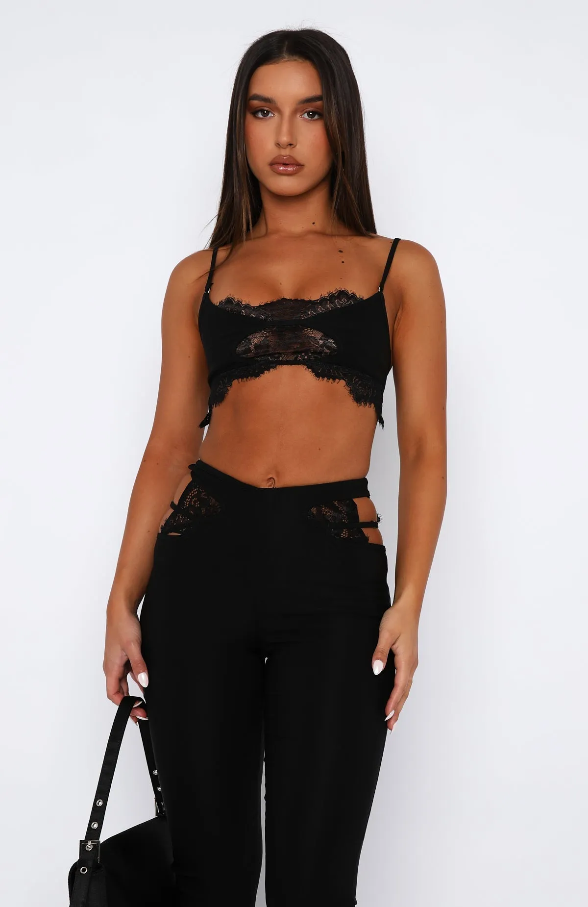 If I Were You Lace Crop Black