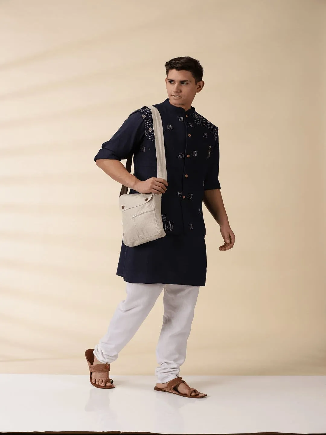 Indigo Khadi Men Nehru Jacket