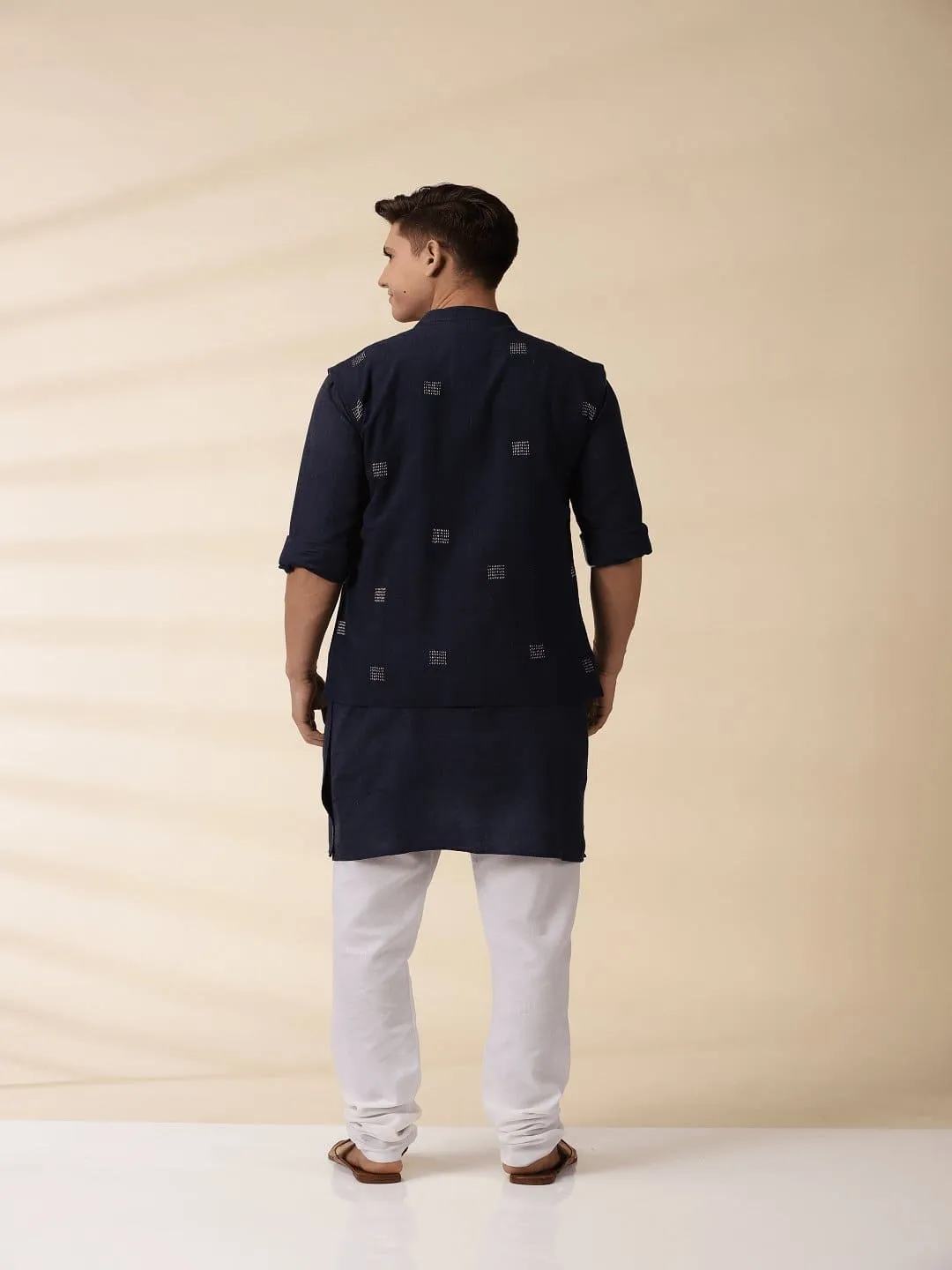 Indigo Khadi Men Nehru Jacket