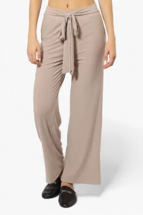 International INC Company Solid Belted Palazzo Pants - Beige