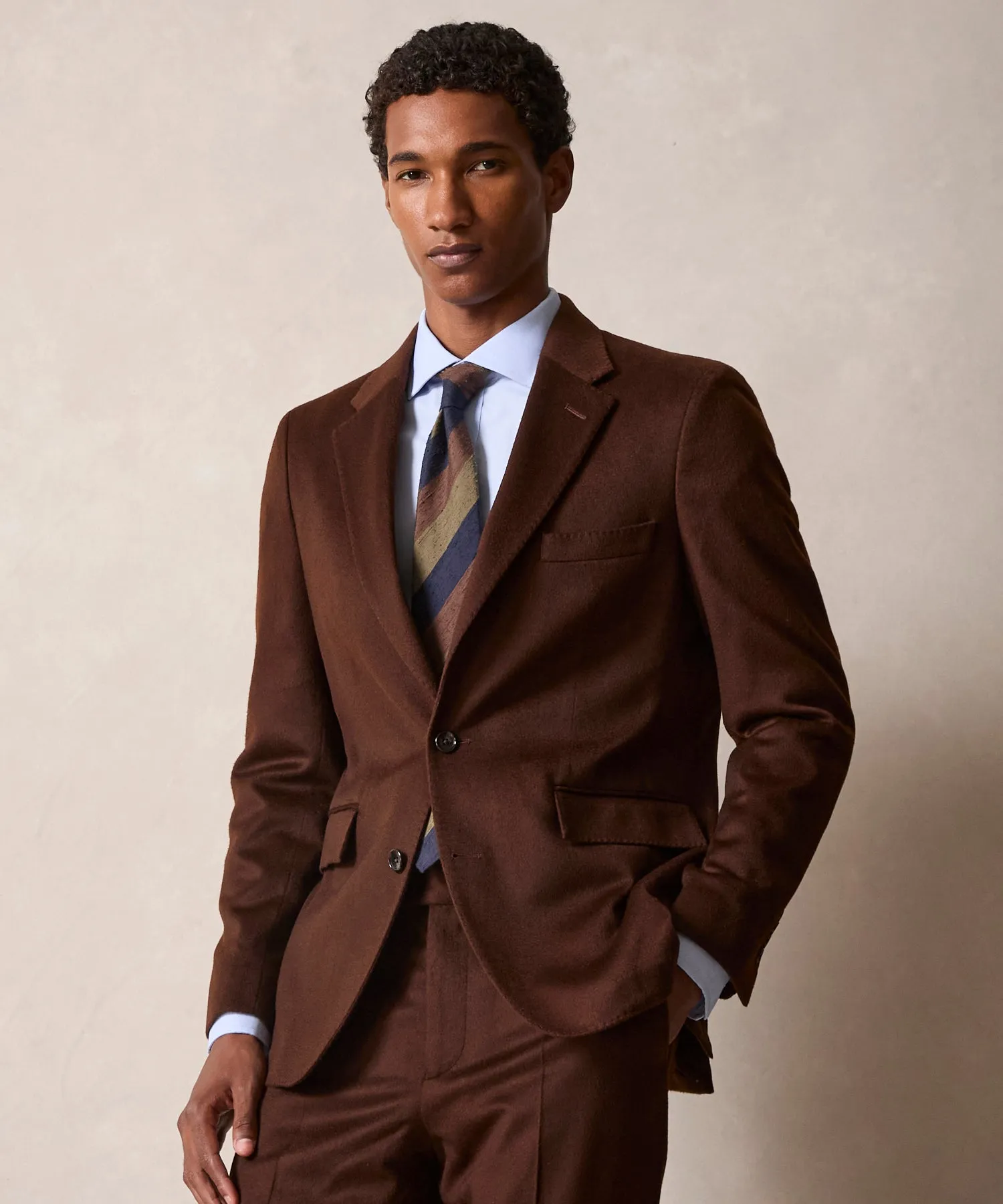 Italian Cashmere Sutton Suit in Chocolate