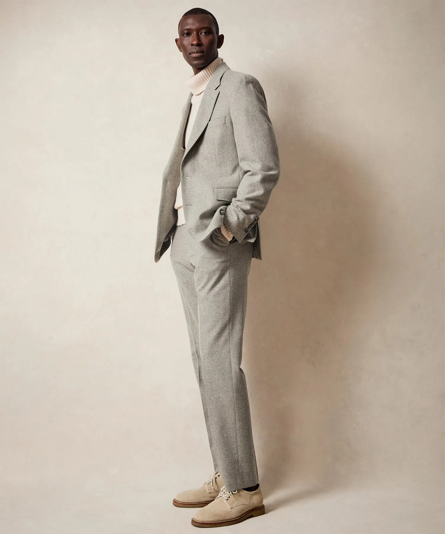 Italian Flannel Sutton Suit in Light Grey