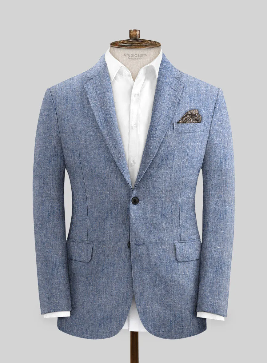 Italian Linen Artisanal Light Blue Jacket