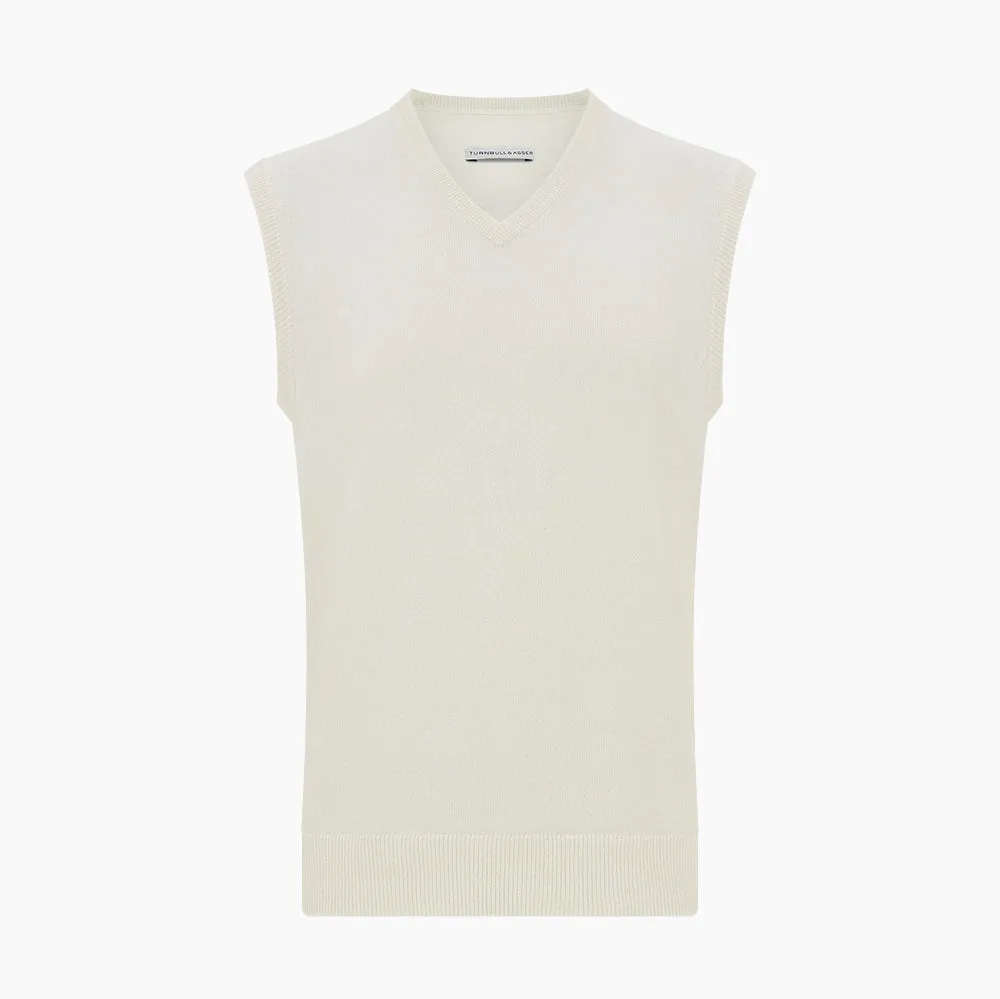 Ivory Cashmere V-neck Vest