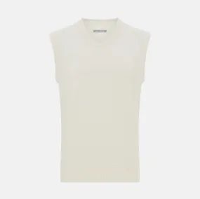 Ivory Cashmere V-neck Vest