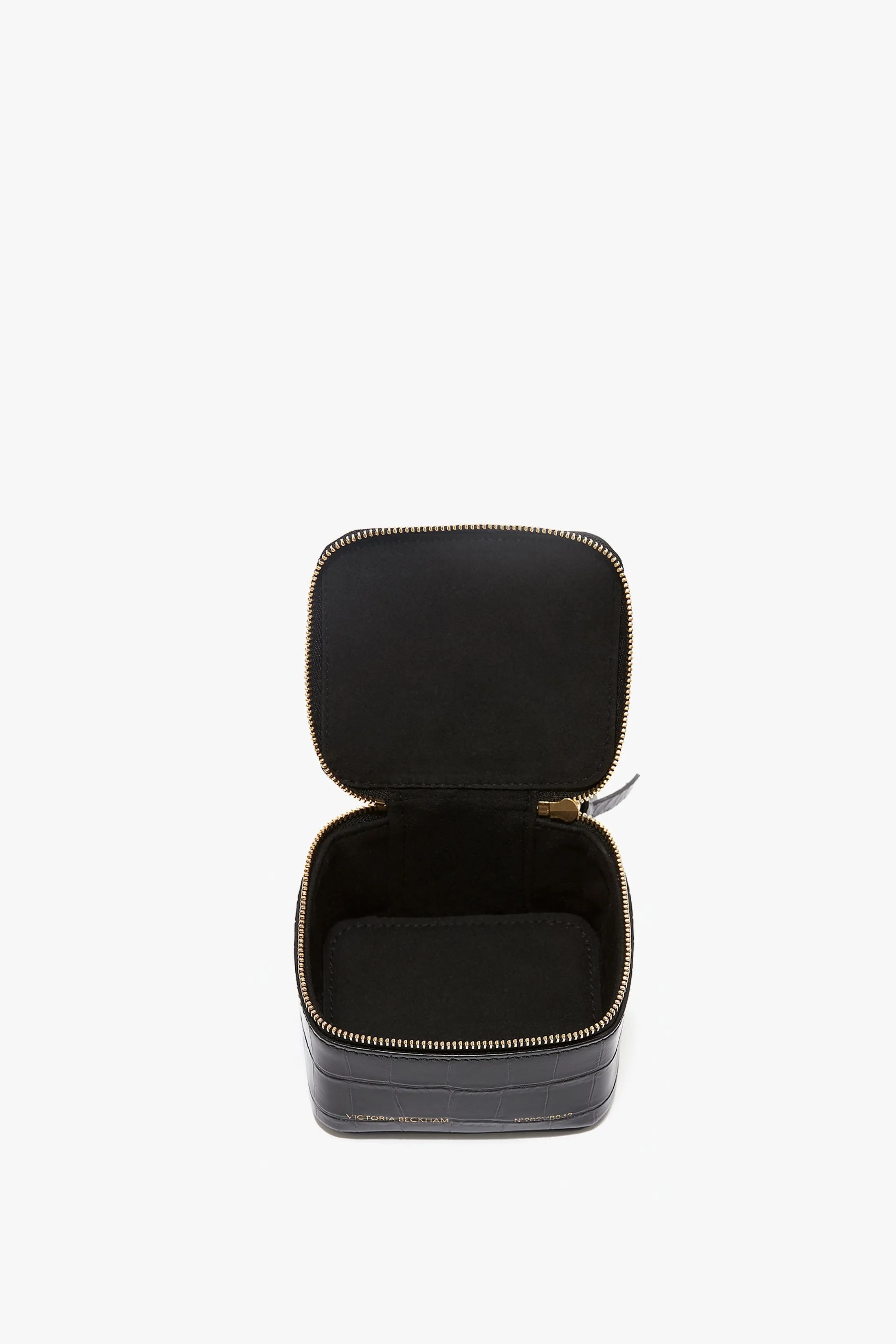 Jewellery Box In Black Croc-Effect Leather