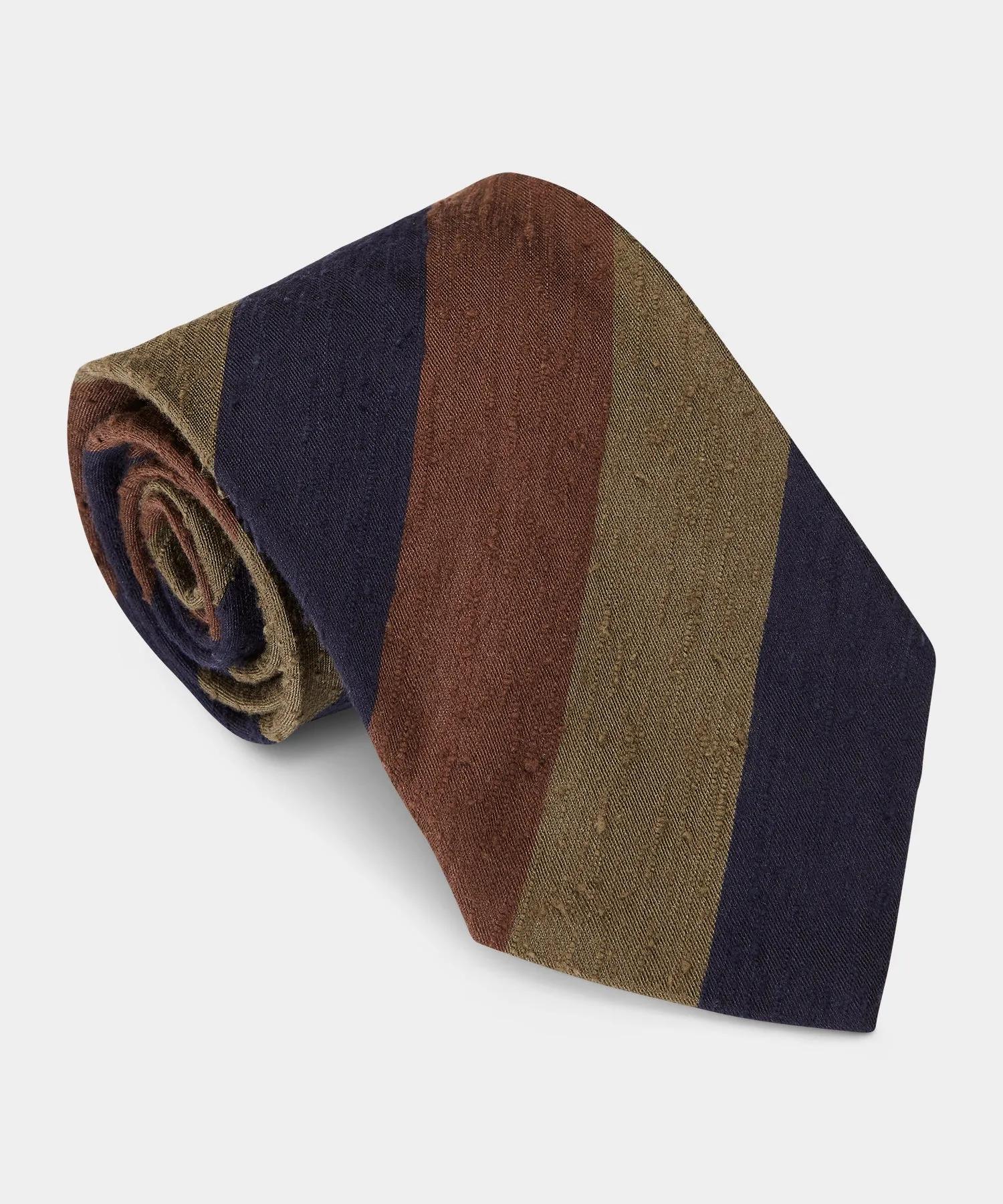 Jumbo Repp Striped Silk Tie in Olive