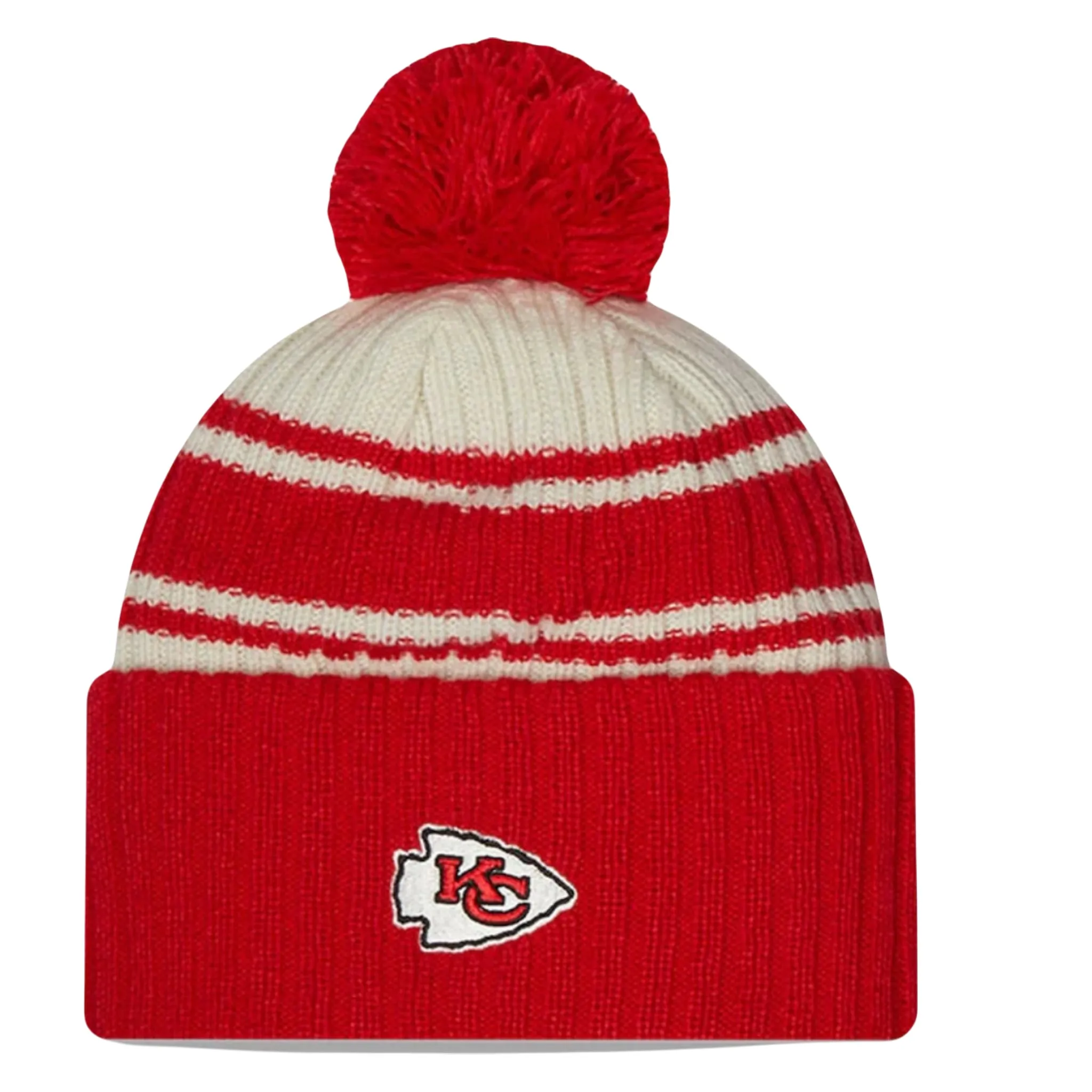 Kansas City Chiefs Men’s New Era Sideline Cuffed Pom Knit Hat-Red