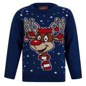 Kids LED Reindeer Christmas Jumper Light Up Baubles