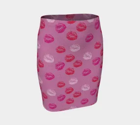 Kiss Print Fitted Skirt