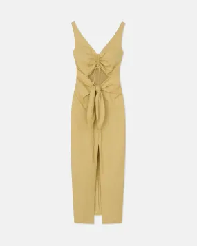 Kubra - Sale Ruched-Front Dress - Oat Linen