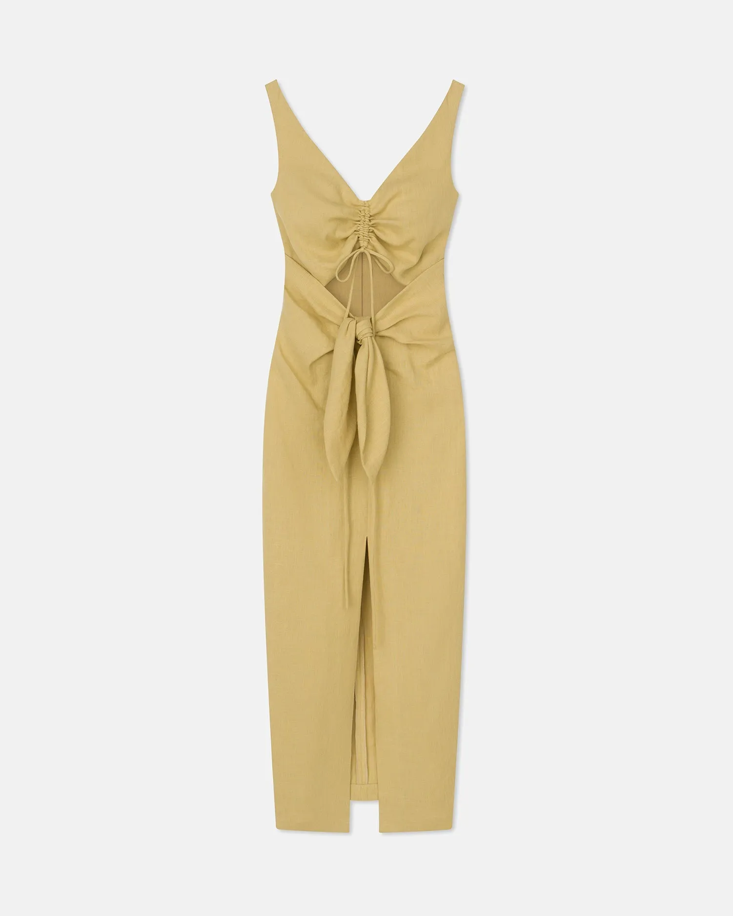 Kubra - Sale Ruched-Front Dress - Oat Linen