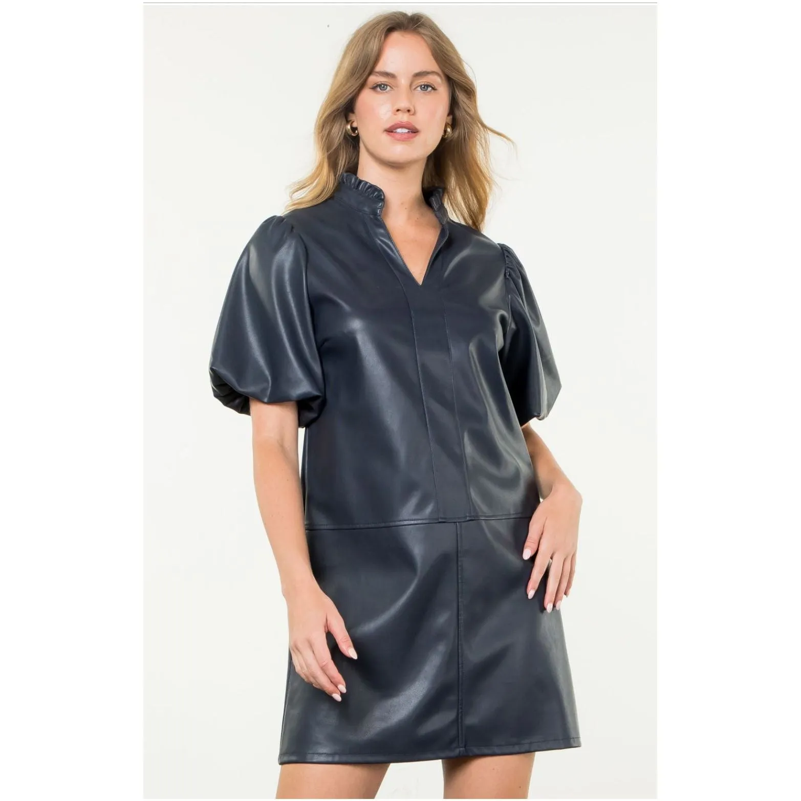 Liv Navy Leather THML Dress