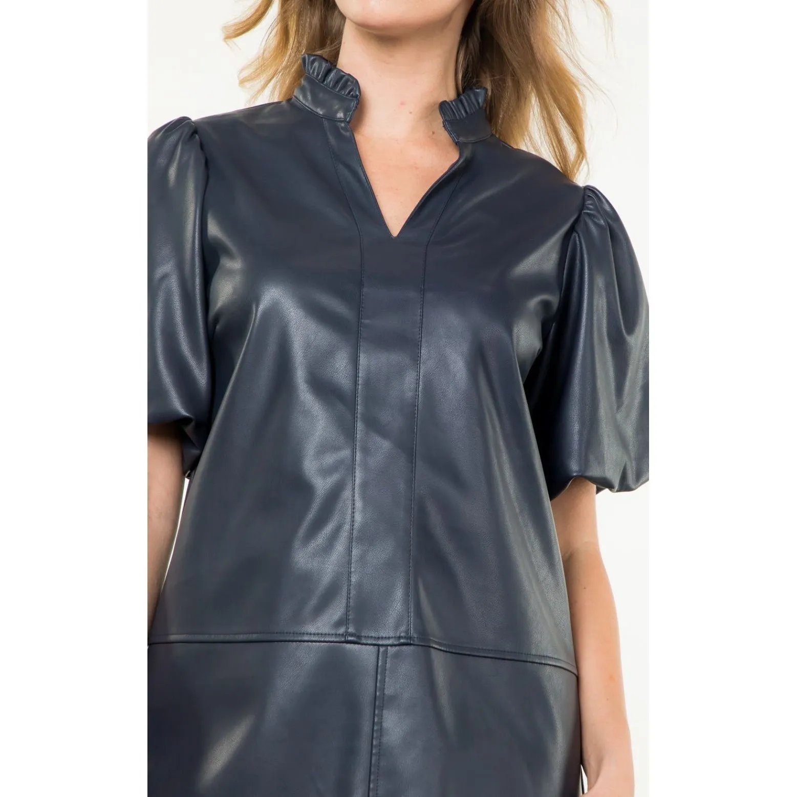 Liv Navy Leather THML Dress