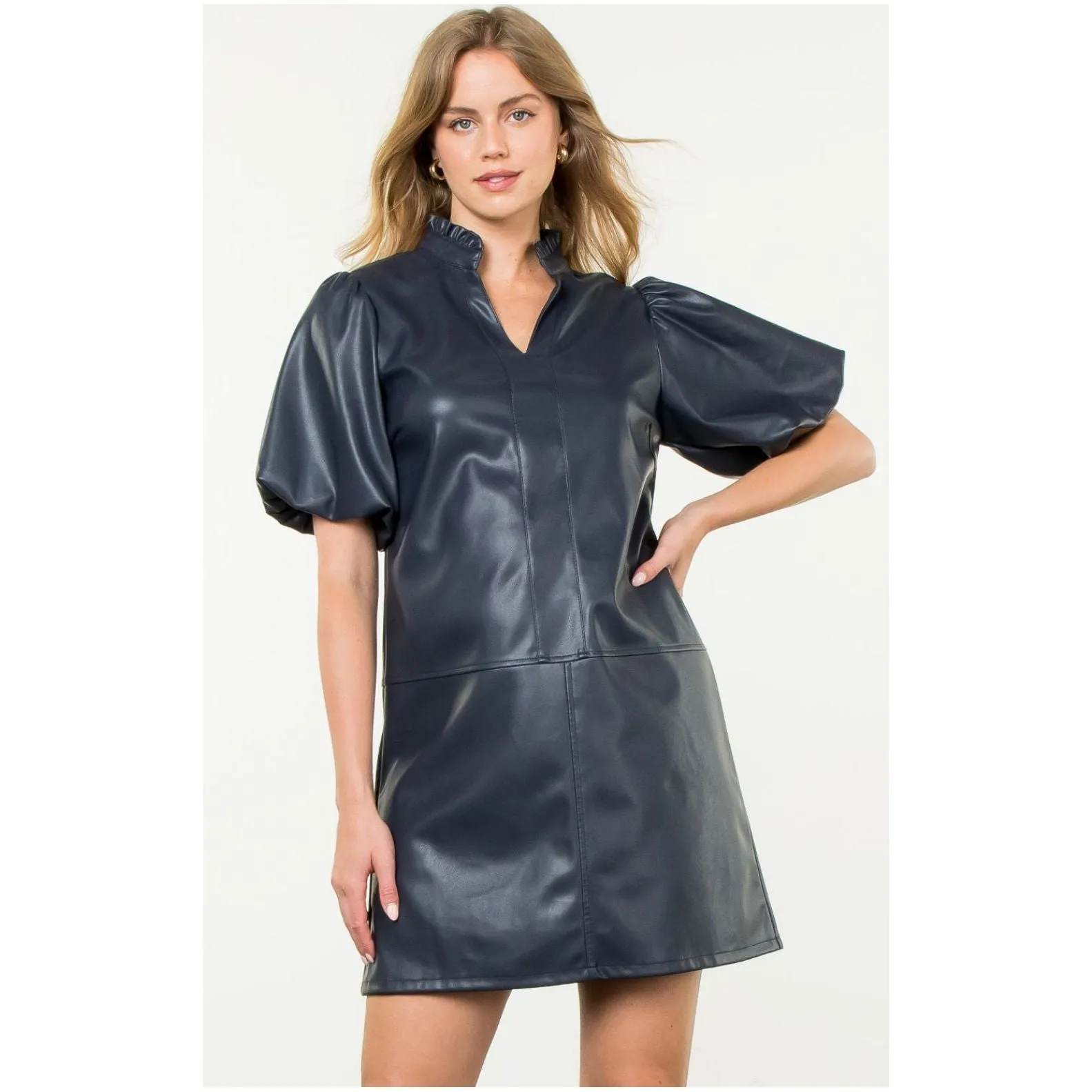 Liv Navy Leather THML Dress