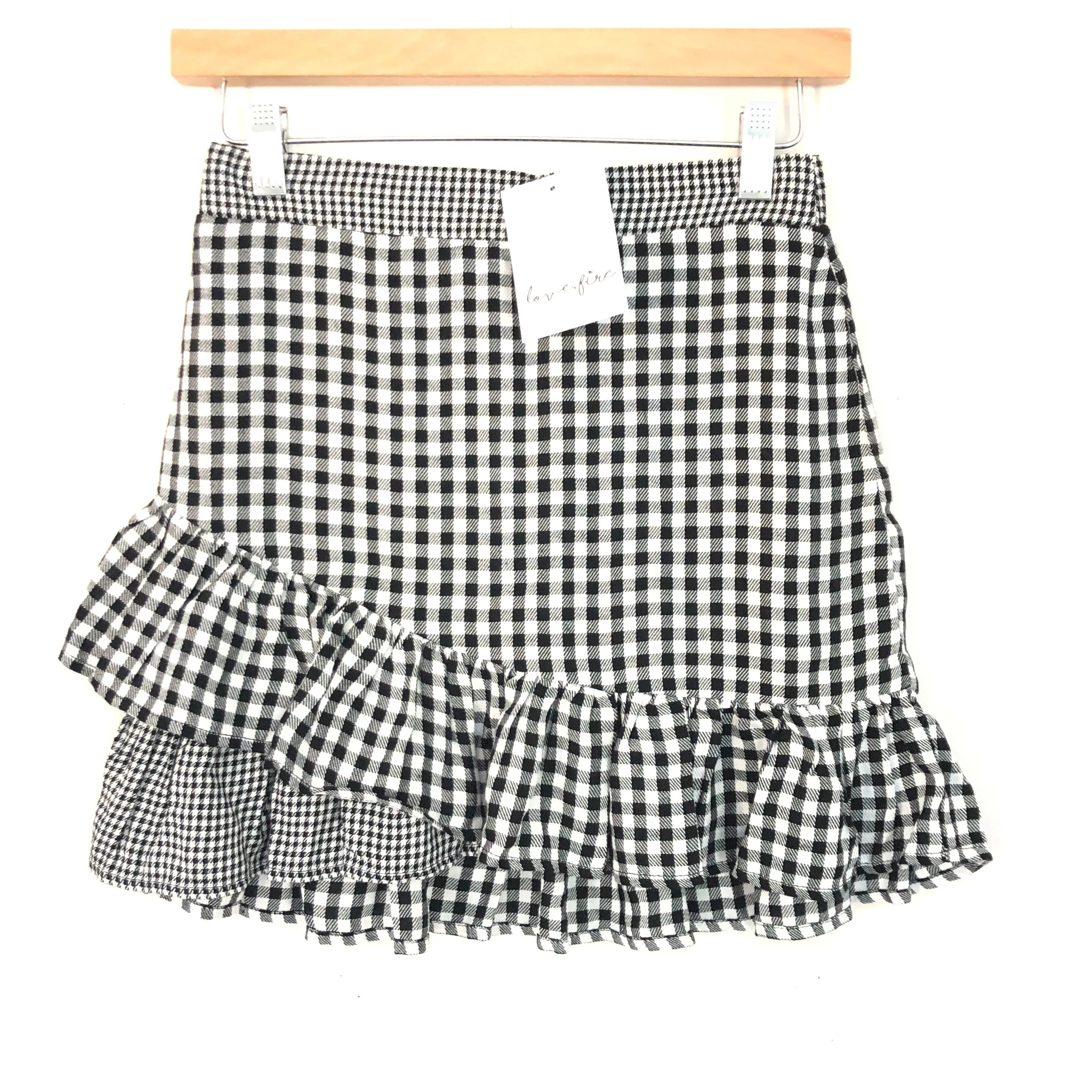 Love Fire Gingham Ruffle Skirt NWT- Size ~S