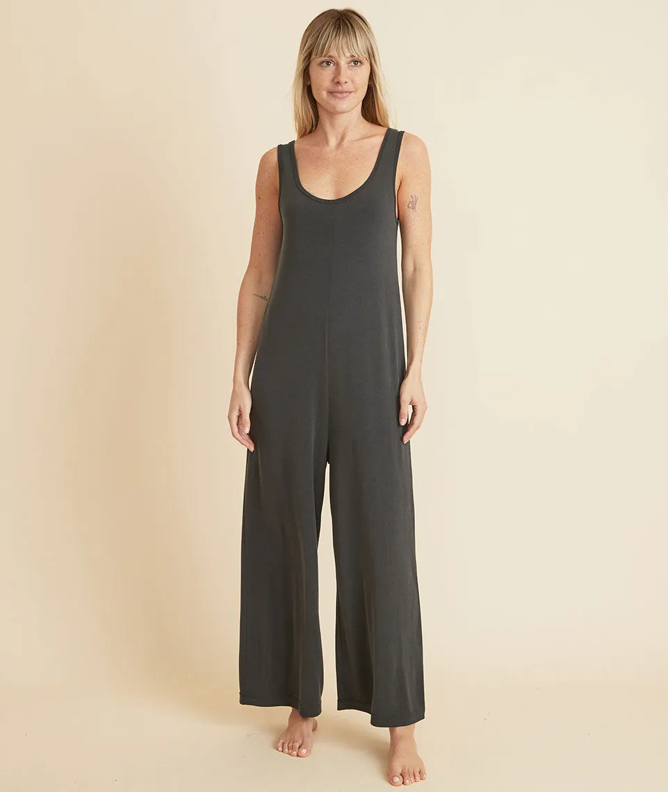 Luxe Rib Jumpsuit in Faded Black