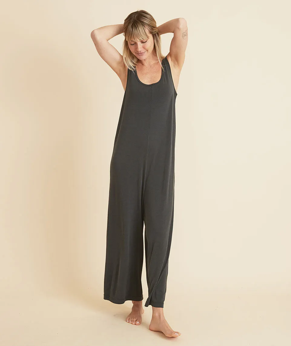 Luxe Rib Jumpsuit in Faded Black