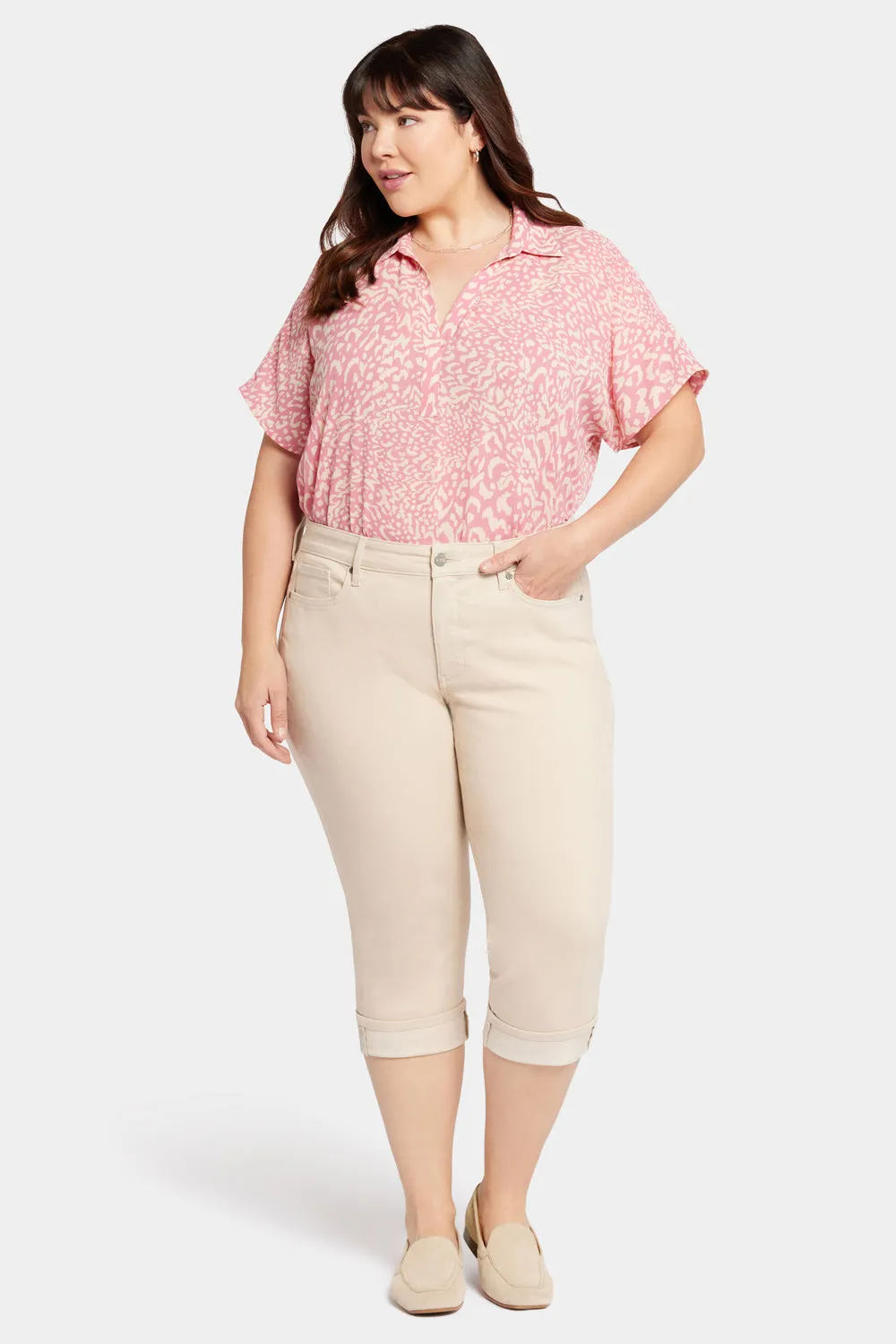 Marilyn Straight Crop Jeans In Plus Size - Feather