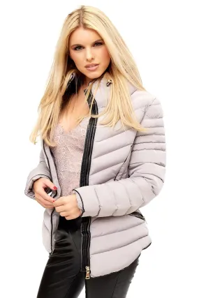 Marlie - Light Grey Quilted Puffer Jacket