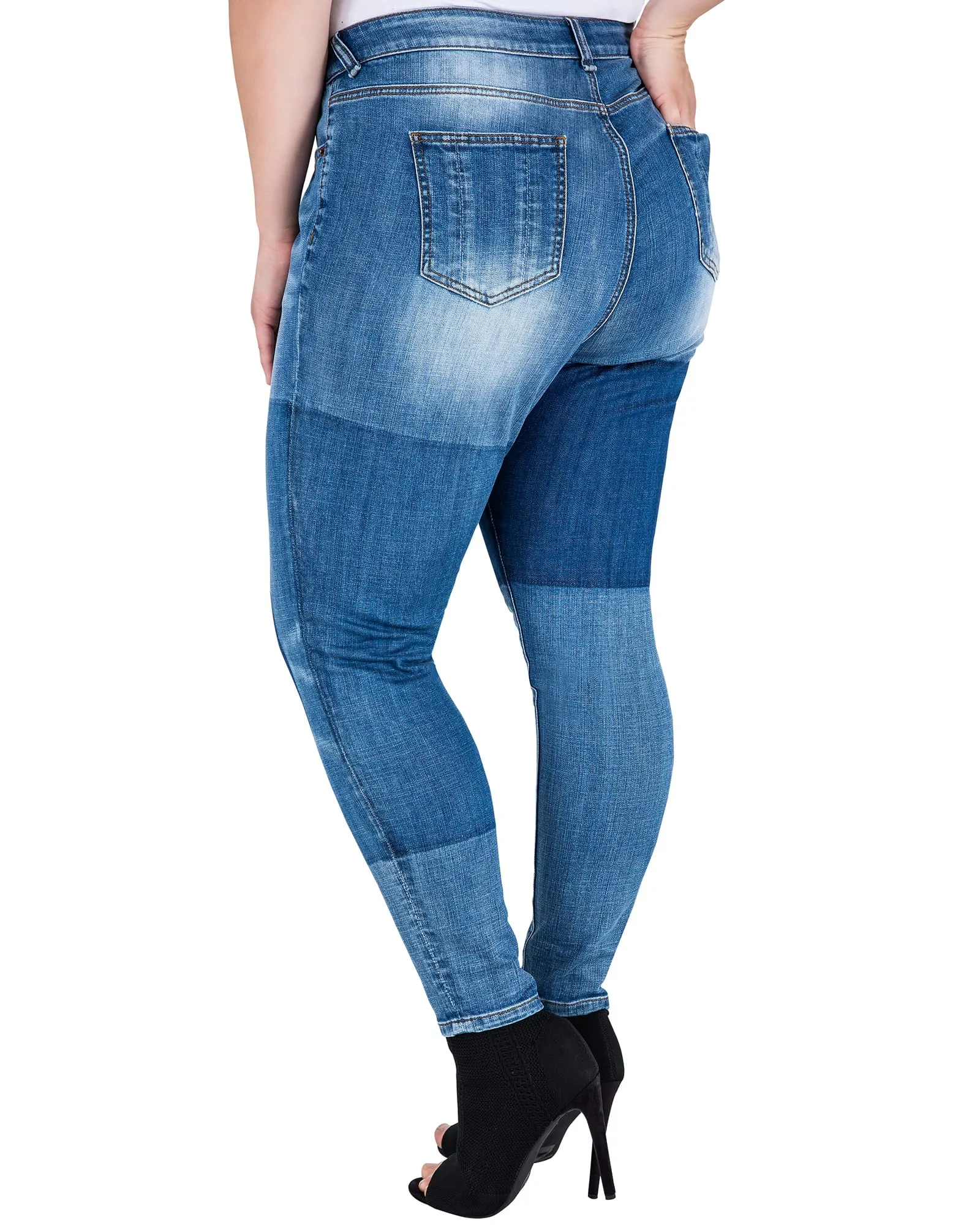 Maya Patchwork Stretch Jean | Blue