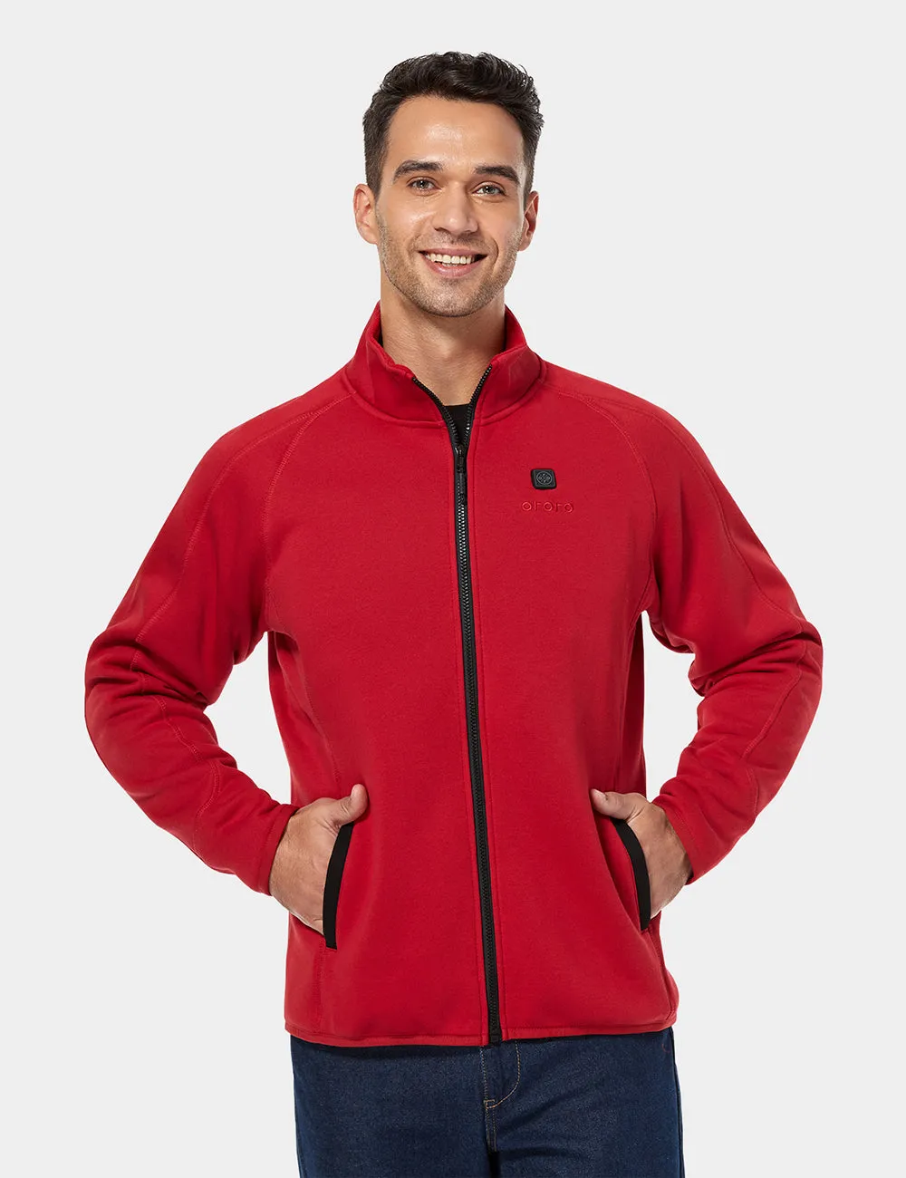 Men's Heated Full-Zip Fleece Jacket - Black / Army Green / Red