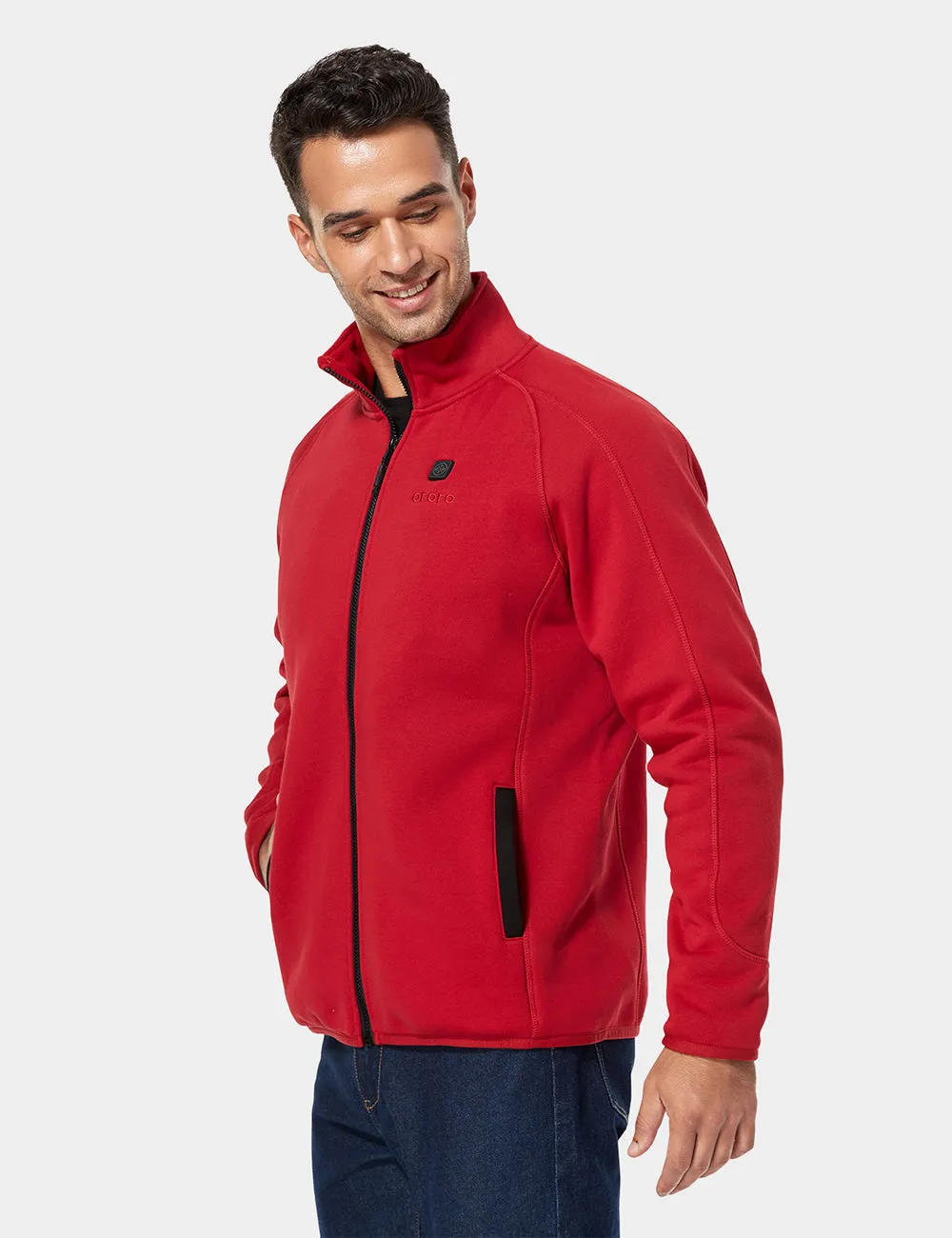 Men's Heated Full-Zip Fleece Jacket - Black / Army Green / Red