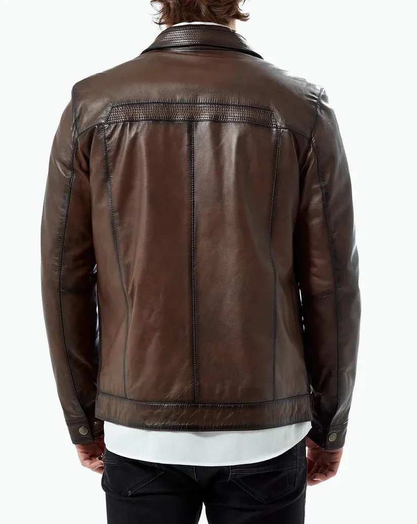 Mens Motorcycle Brown Leather Jacket