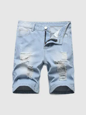 Men's  Ripped Denim Shorts