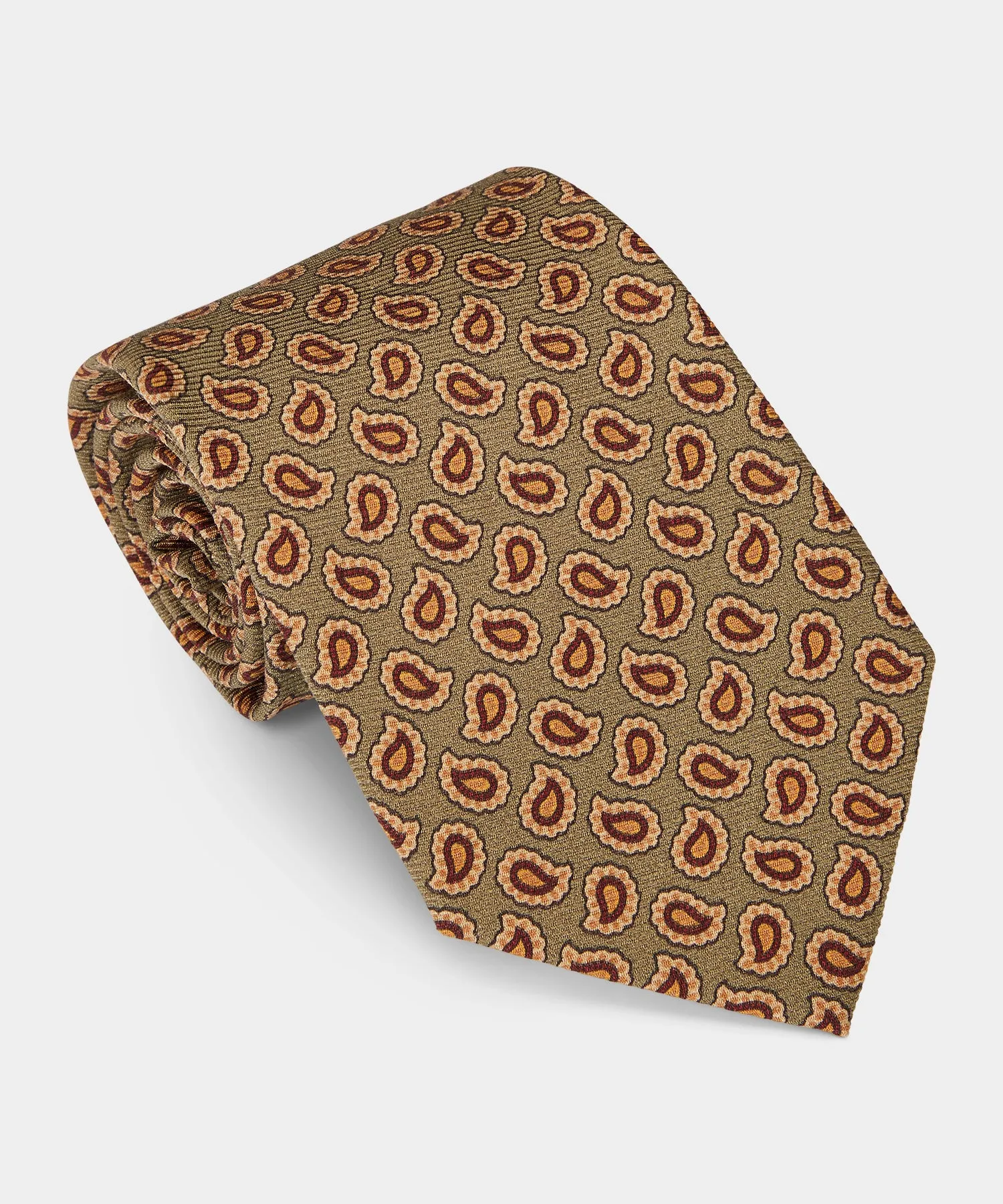 Micro Paisley Silk Tie in Light Green