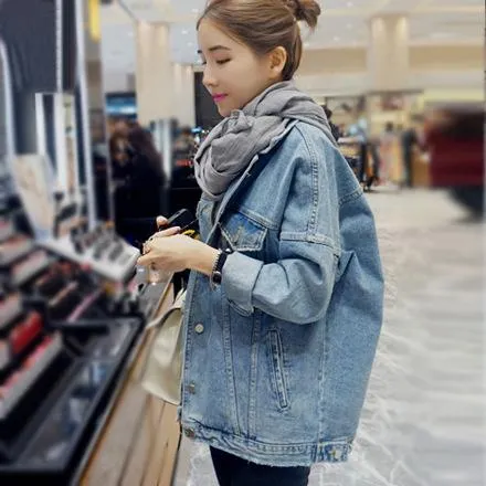 Mid-length winter Harajuku style BF jacket denim jacket