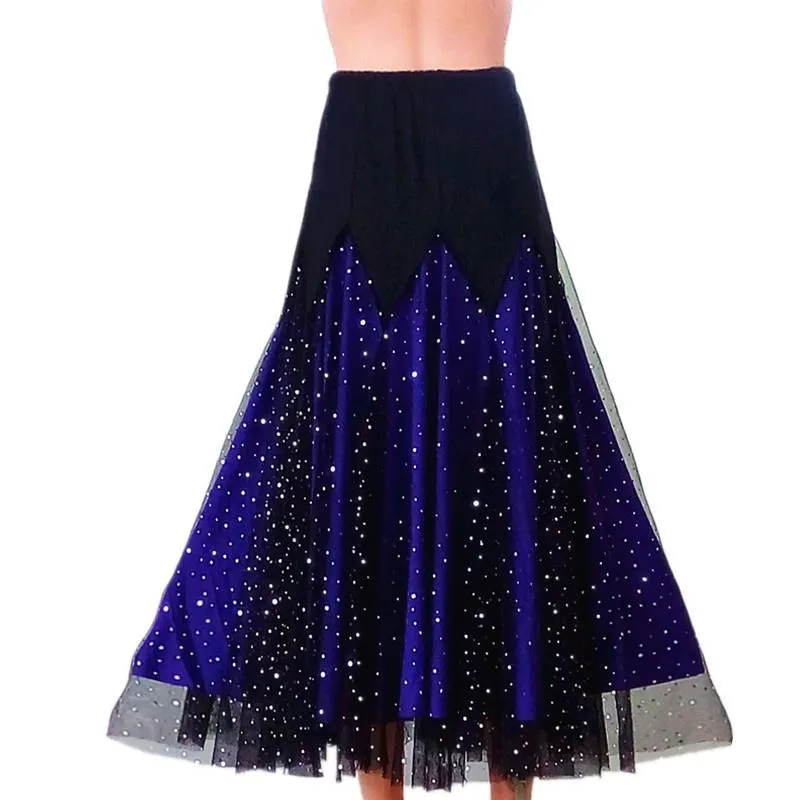 Midi Calf-Length Ballroom Skirt with Sequins