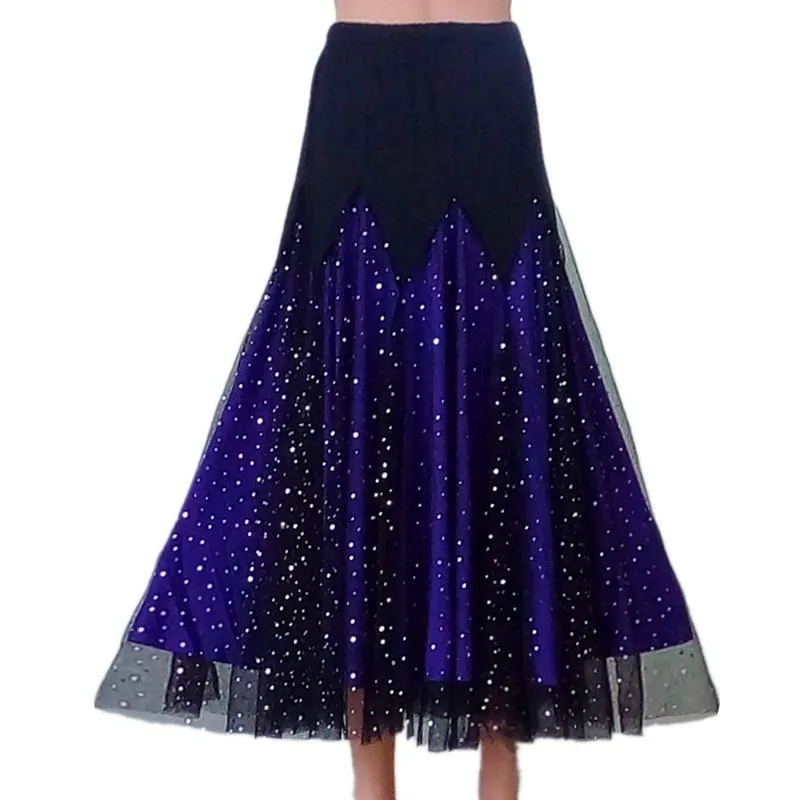 Midi Calf-Length Ballroom Skirt with Sequins