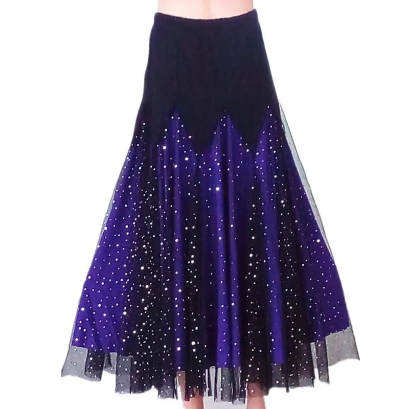 Midi Calf-Length Ballroom Skirt with Sequins