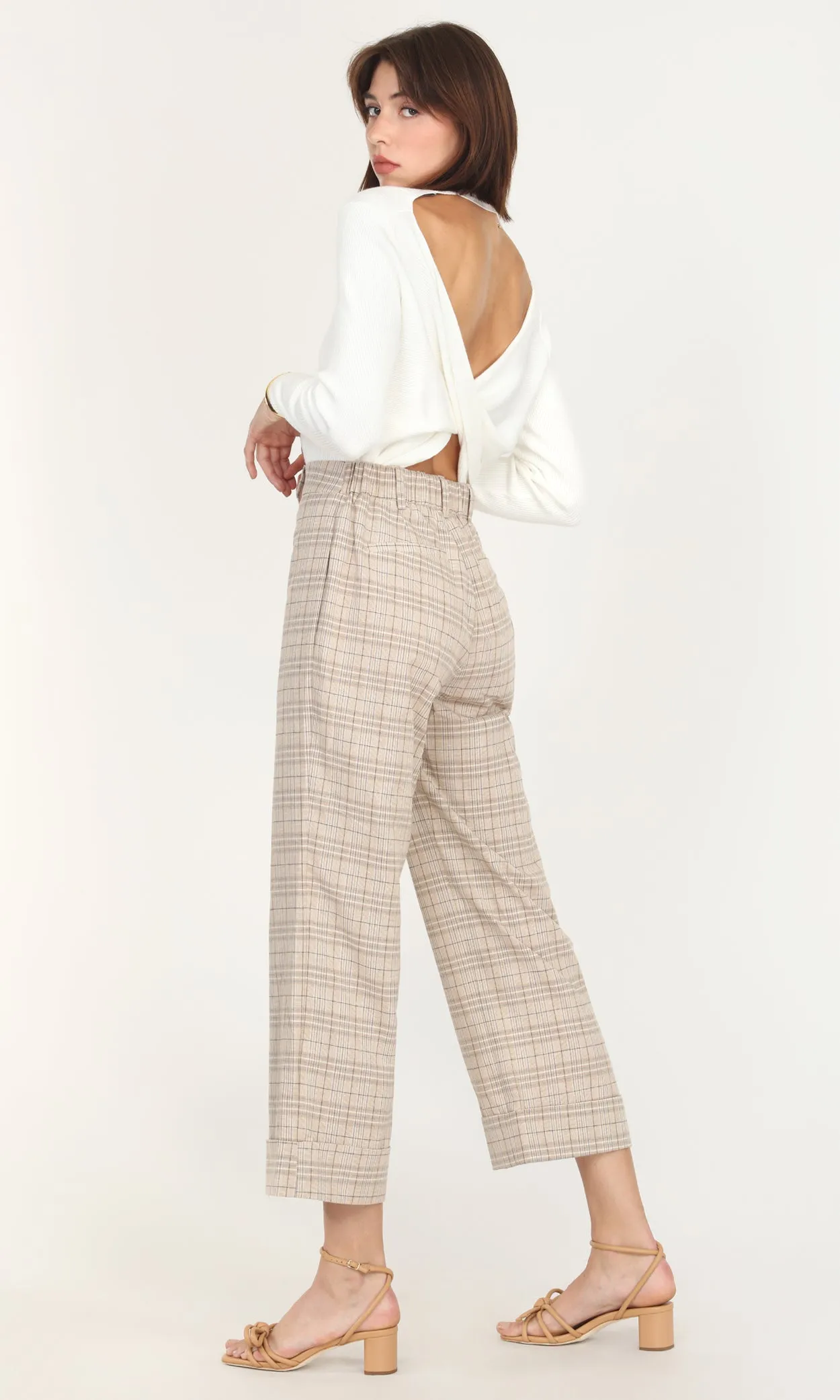 Moxie Plaid High Waist Crop Trousers