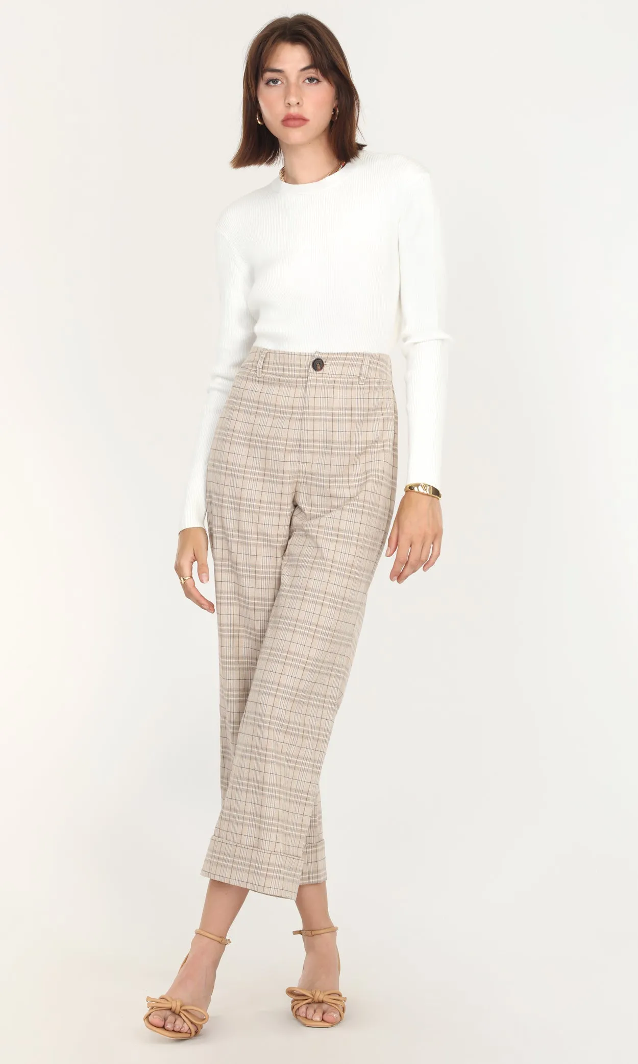 Moxie Plaid High Waist Crop Trousers