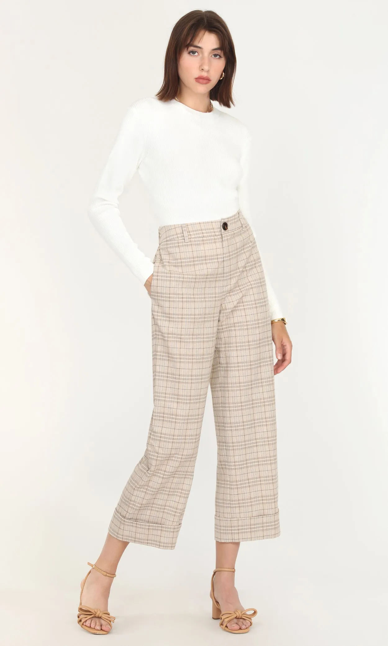 Moxie Plaid High Waist Crop Trousers