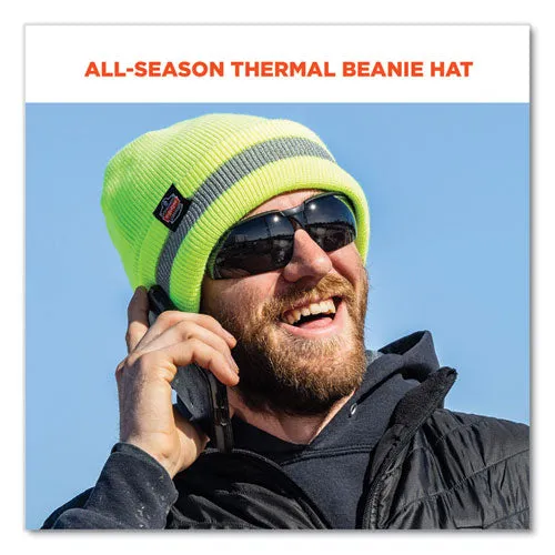 N-ferno 6803 Reflective Rib Knit Winter Hat, One Size Fits Most, Lime, Ships In 1-3 Business Days