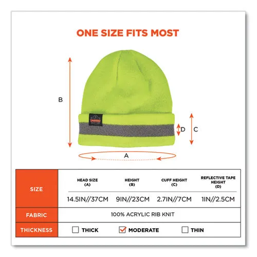 N-ferno 6803 Reflective Rib Knit Winter Hat, One Size Fits Most, Lime, Ships In 1-3 Business Days