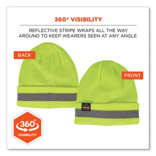 N-ferno 6803 Reflective Rib Knit Winter Hat, One Size Fits Most, Lime, Ships In 1-3 Business Days