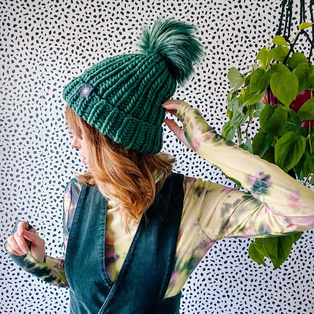 NEW! Merino Folded Brim Beanie in Enchanted Forest by Nickichicki