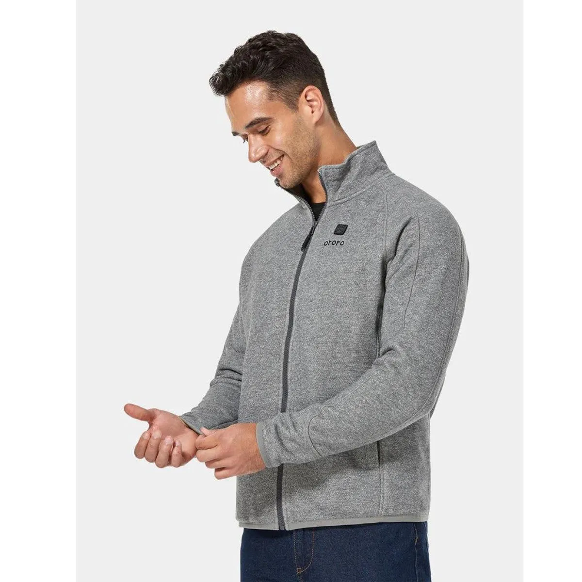 Ororo Mens 3 Zone Fleece Heated Jacket - Flecking Grey