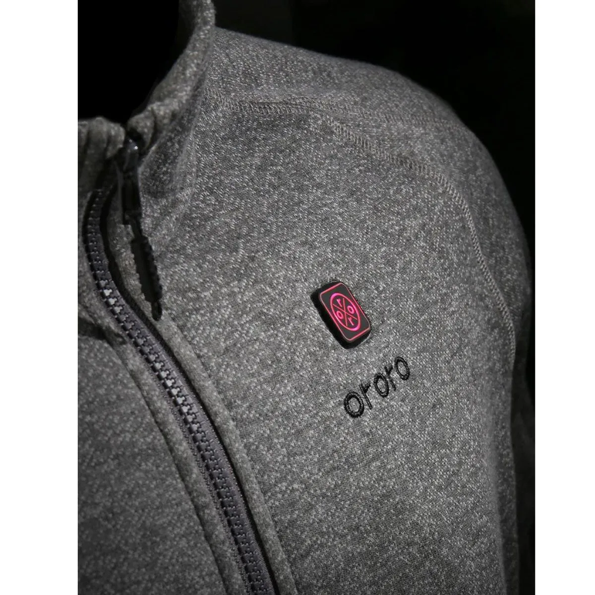 Ororo Mens 3 Zone Fleece Heated Jacket - Flecking Grey