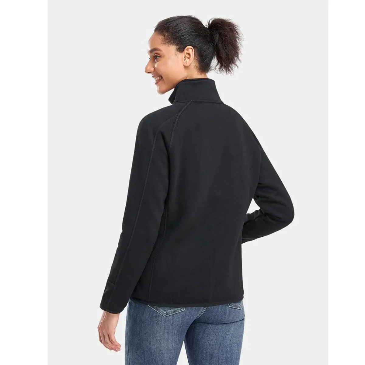 Ororo Women's Heated Full Zip Fleece Jacket - Black