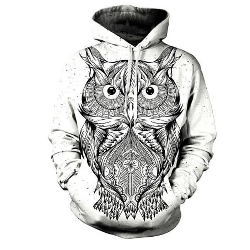 Owl Printed 3D Hoodie Cool Fashion Hooded  Sweatshirt