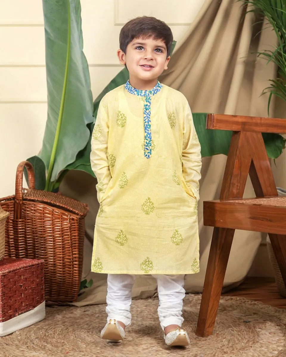 Panna Boys Hand-Block Printed Cotton Ethnic Kurta Set