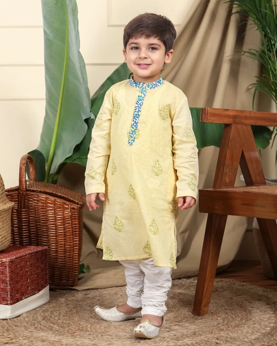 Panna Boys Hand-Block Printed Cotton Ethnic Kurta Set