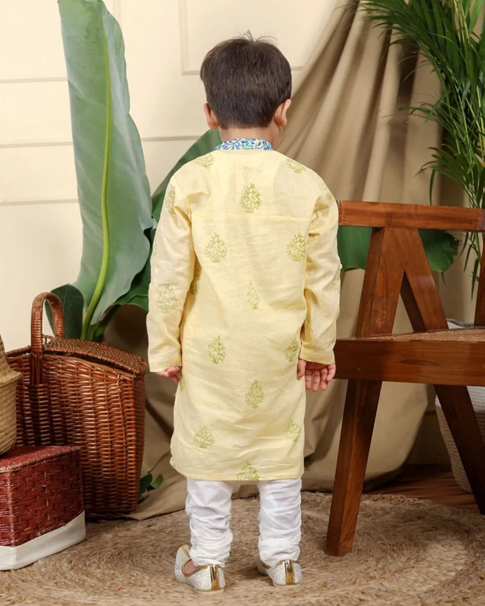 Panna Boys Hand-Block Printed Cotton Ethnic Kurta Set