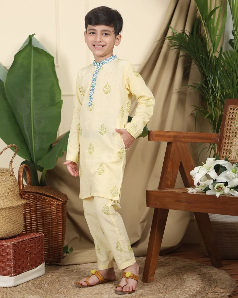 Panna Boys Hand-Block Printed Ethnic Cotton Kurta